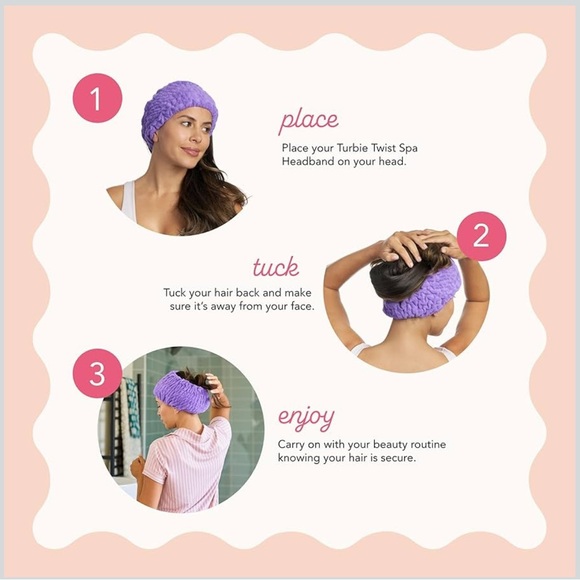 TURBIE BAND Light Gray 100% Cotton Hair Band Facial Makeovers Beauty Routine Spa - Picture 3 of 8